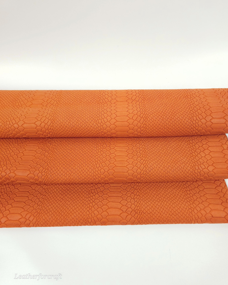 Apricot Orange Anaconda Embossed Amazing Relief Snake 0Z 1988 Leather