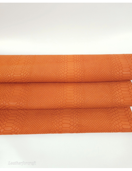 Apricot Orange Anaconda Embossed Amazing Relief Snake 0Z 1988 Leather