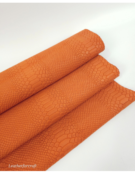 Apricot Orange Anaconda Embossed Amazing Relief Snake 0Z 1988 Leather