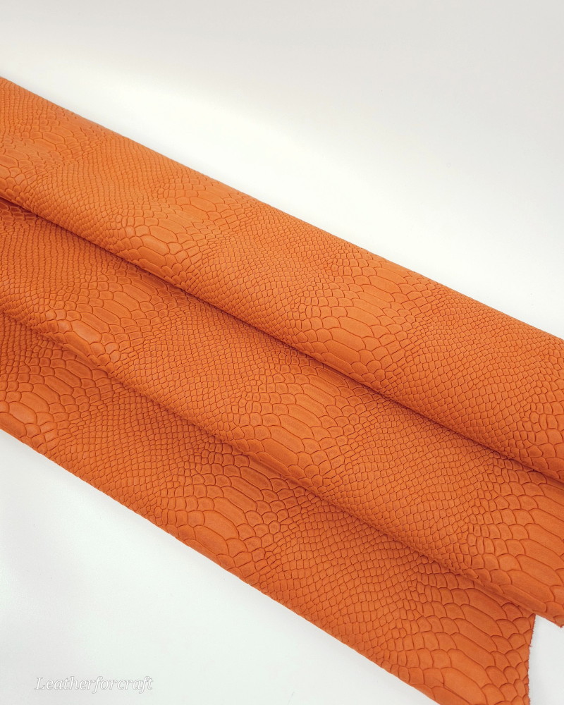 Apricot Orange Anaconda Embossed Amazing Relief Snake 0Z 1988 Leather