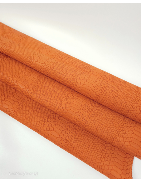 Apricot Orange Anaconda Embossed Amazing Relief Snake 0Z 1988 Leather