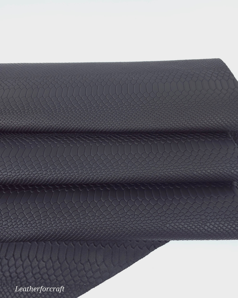 Black Matte Anaconda Embossed Amazing Relief Snake 0Z 1988 Leather