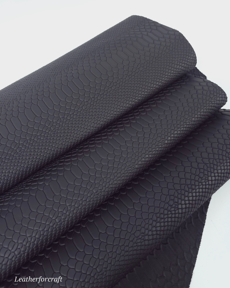 Black Matte Anaconda Embossed Amazing Relief Snake 0Z 1988 Leather