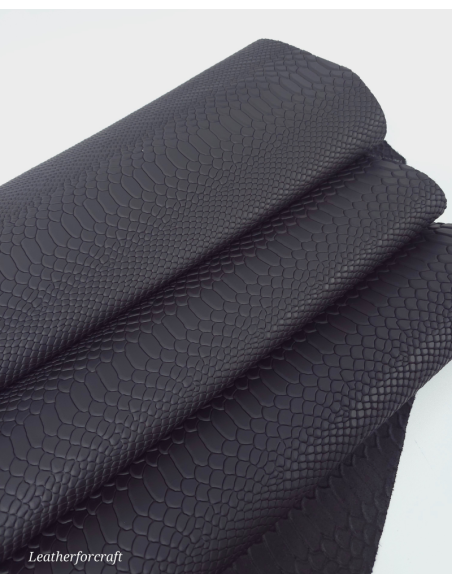 Black Matte Anaconda Embossed Amazing Relief Snake 0Z 1988 Leather