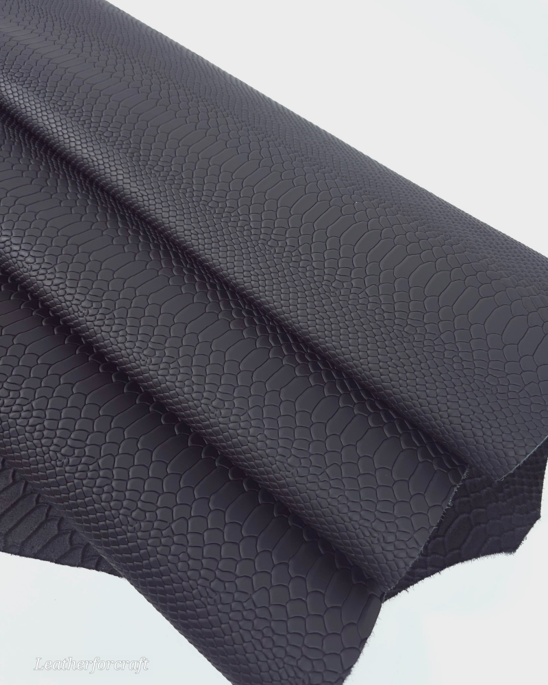 Black Matte Anaconda Embossed Amazing Relief Snake 0Z 1988 Leather