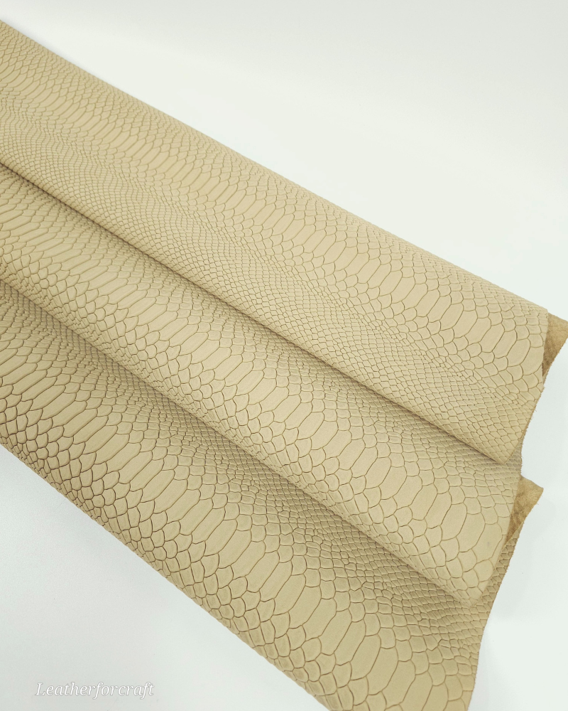 Creme Brulee Anaconda Embossed Amazing Relief Snake 0Z 1988 Leather