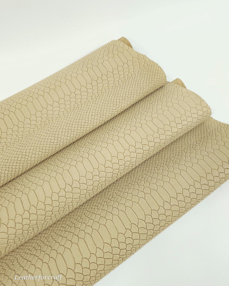 Creme Brulee Anaconda Embossed Amazing Relief Snake 0Z 1988 Leather