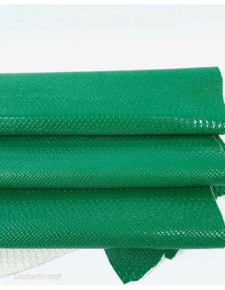Ultramarine Green Anaconda Patent Embossed Amazing Relief Snake 0Z 1988 Leather