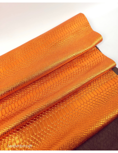 Orange Metallic Anaconda Embossed Amazing Relief Snake 0Z 1988 Leather