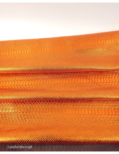 Orange Metallic Anaconda Embossed Amazing Relief Snake 0Z 1988 Leather 2