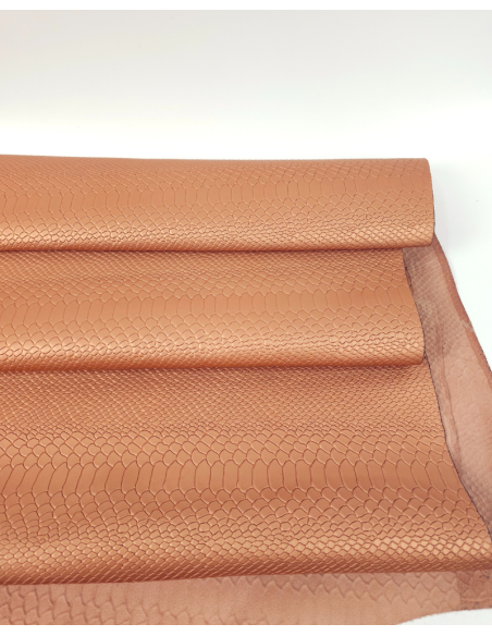 Gold Peach Satin Anaconda Embossed Amazing Relief Snake 0Z 1988 Leather