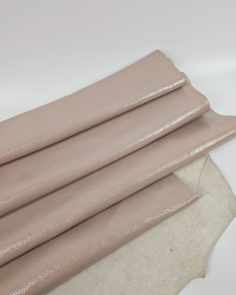 Mushroom Soft Milled Premium Patent Varnished Leather