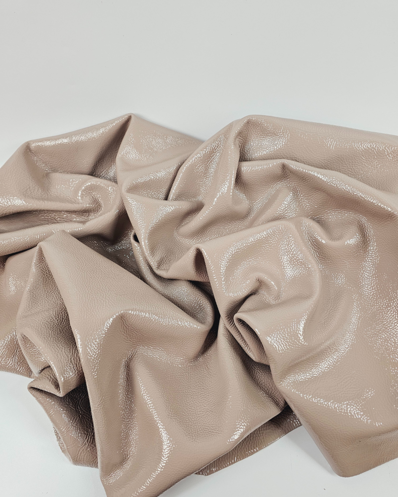 Mushroom Soft Milled Premium Patent Varnished Leather