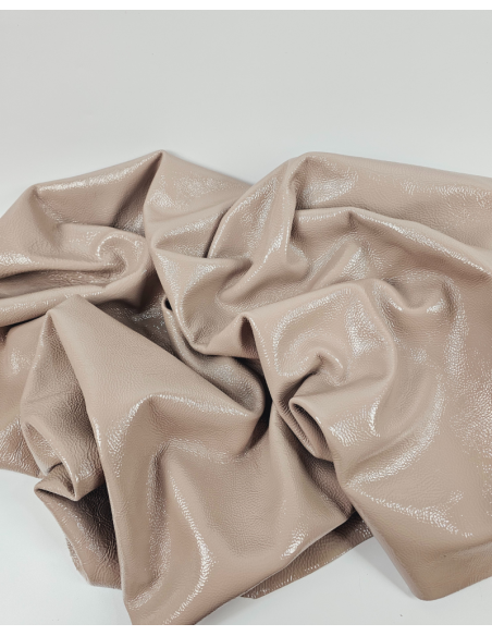 Mushroom Soft Milled Premium Patent Varnished Leather