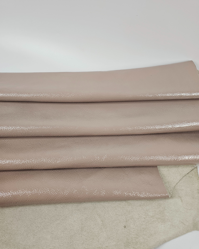 Mushroom Soft Milled Premium Patent Varnished Leather