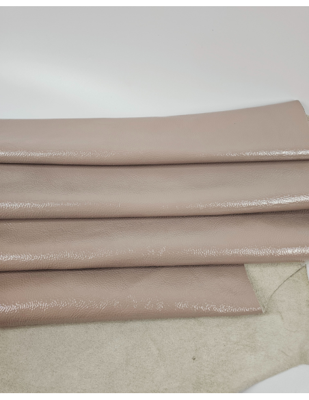 Mushroom Soft Milled Premium Patent Varnished Leather