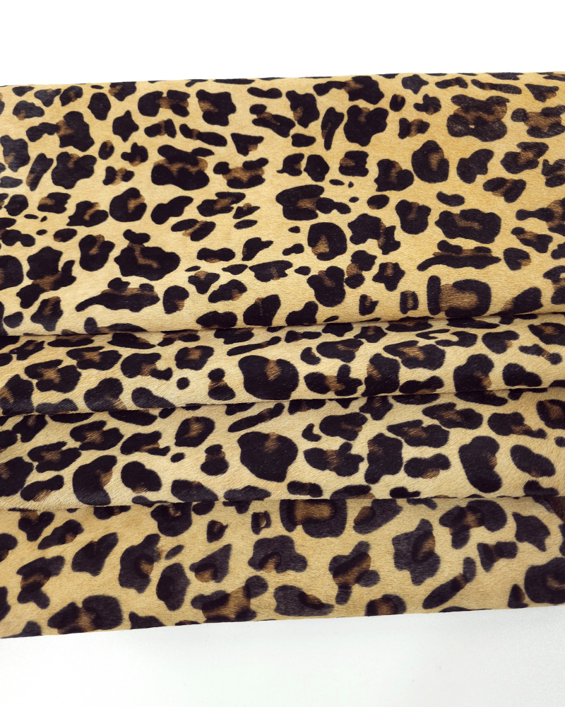 Natural Leopard Cavalino Calfskin Hair on Hide Medium Pattern Leather