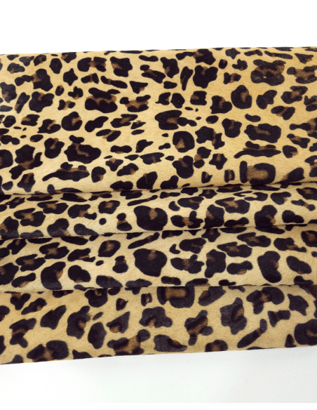 Natural Leopard Cavalino Calfskin Hair on Hide Medium Pattern Leather