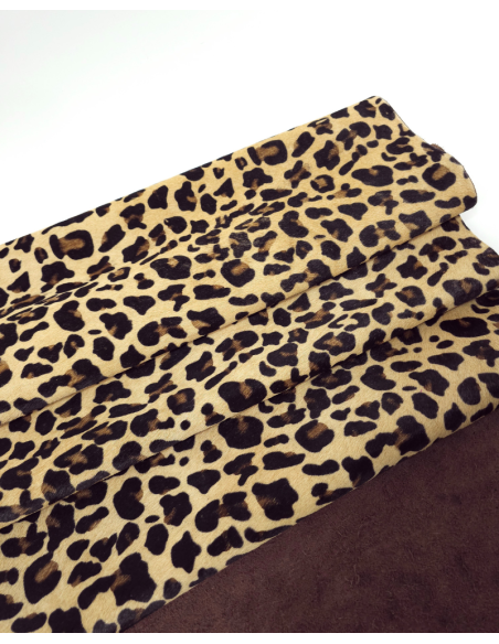 Natural Leopard Cavalino Calfskin Hair on Hide Medium Pattern Leather