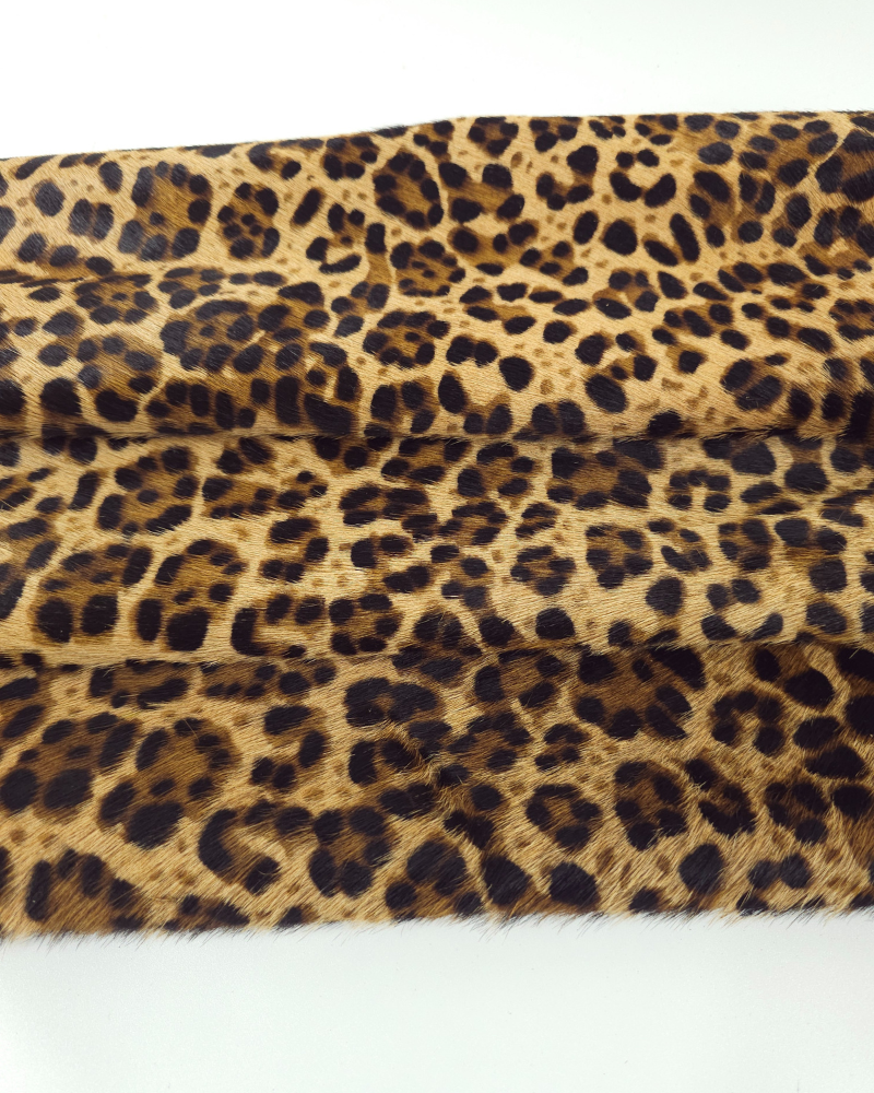 Brown Jaguar Cavallino Calfskin Hair on Hide Leather ( Animal Print)