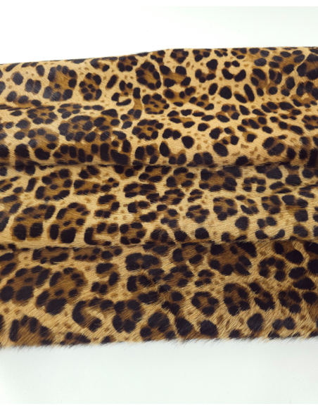 Brown Jaguar Cavallino Calfskin Hair on Hide Leather ( Animal Print)