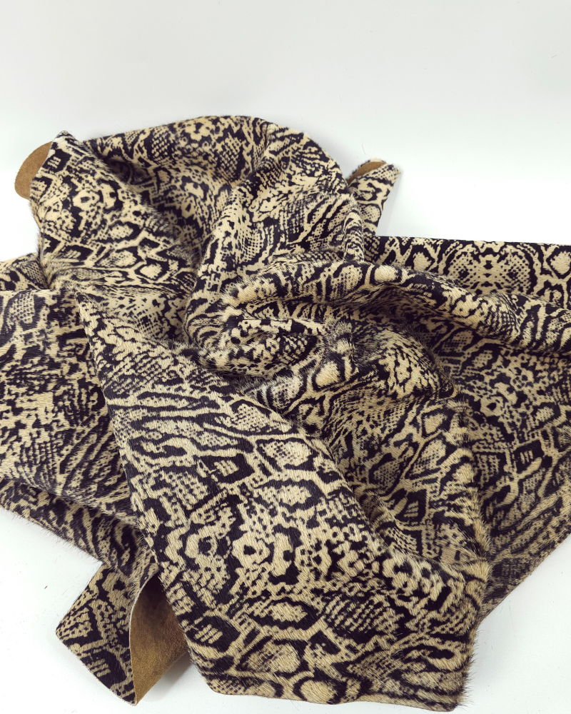 Snake Cavallino Calfskin Hair on Hide Leather (Animal Print)