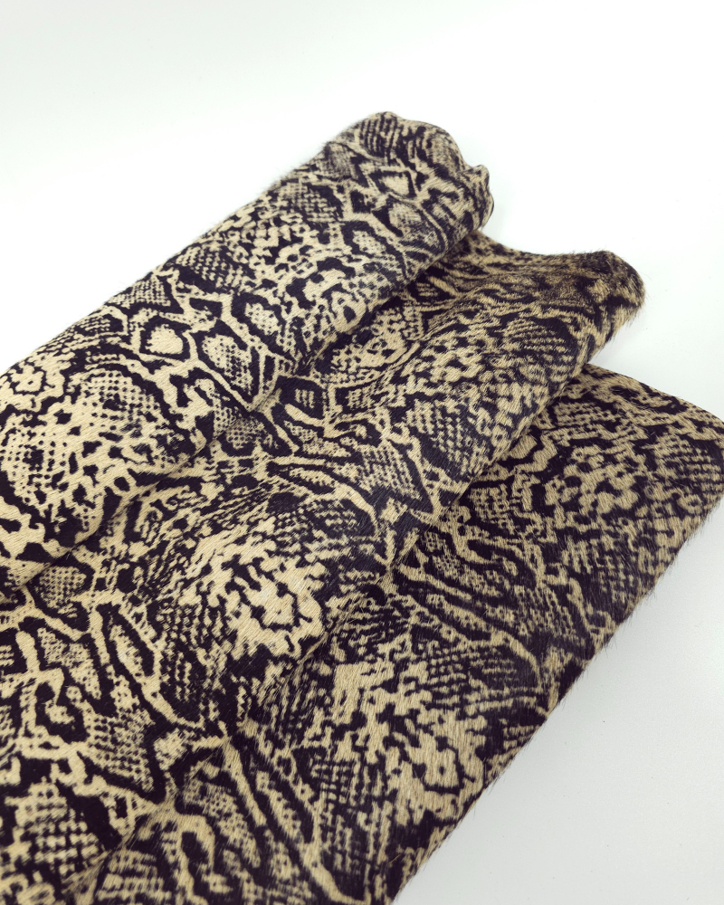 Snake Cavallino Calfskin Hair on Hide Leather (Animal Print)