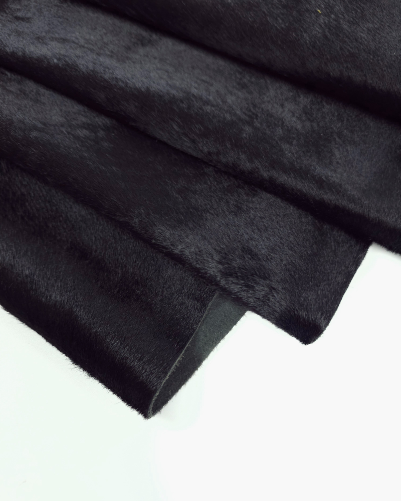 Black Cavallino Calfskin Hair on Hide Leather