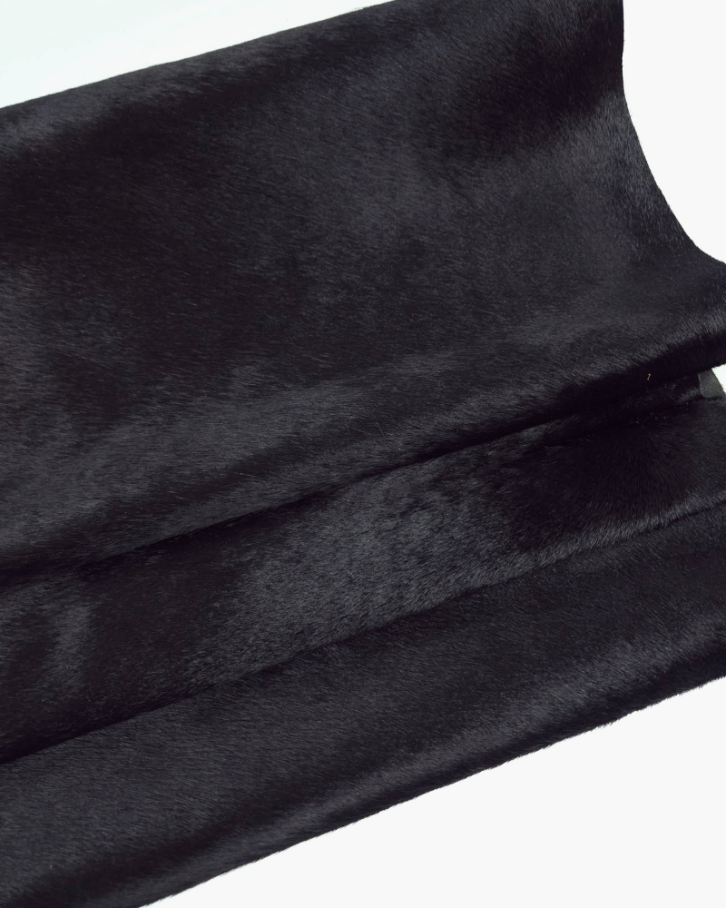 Black Cavallino Calfskin Hair on Hide Leather