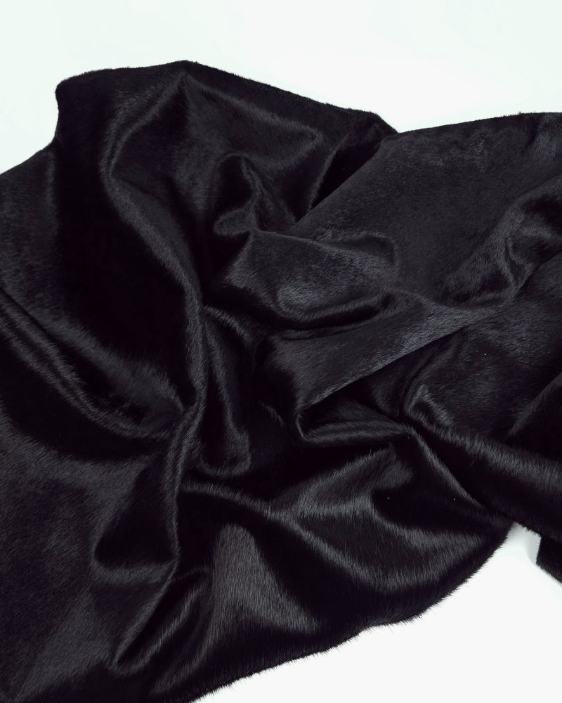 Black Cavallino Calfskin Hair on Hide Leather