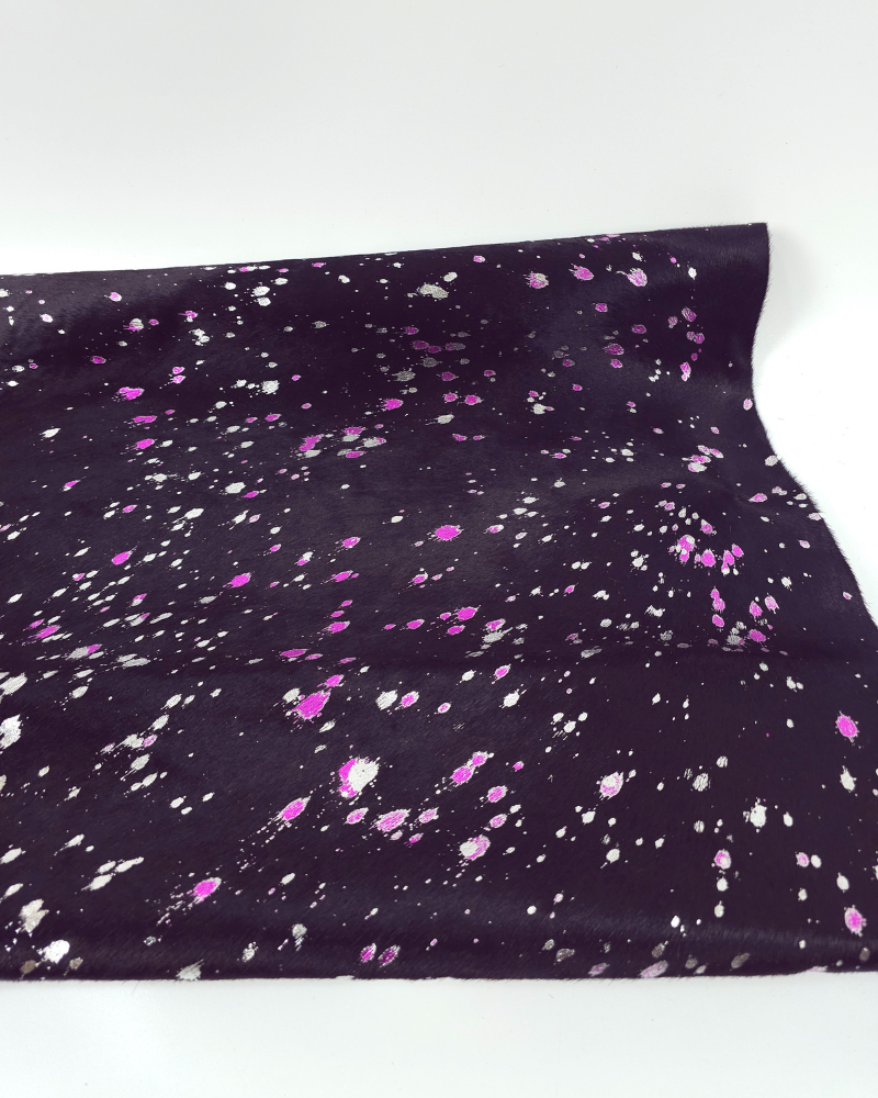Acid Washed Pink Silver Cowhide Leather