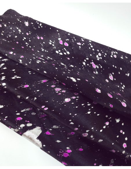 Acid Washed Pink Silver Cowhide Leather