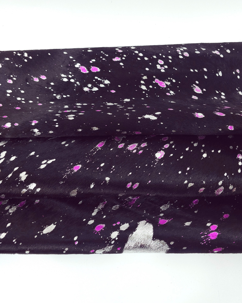 Acid Washed Pink Silver Cowhide Leather