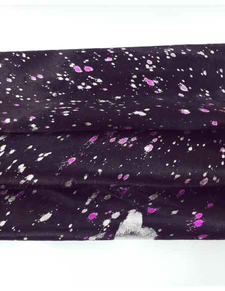 Acid Washed Pink Silver Cowhide Leather