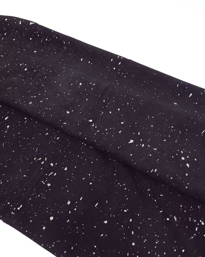 Black Cannes Spotted Silver Smooth Pattern Suede Leather