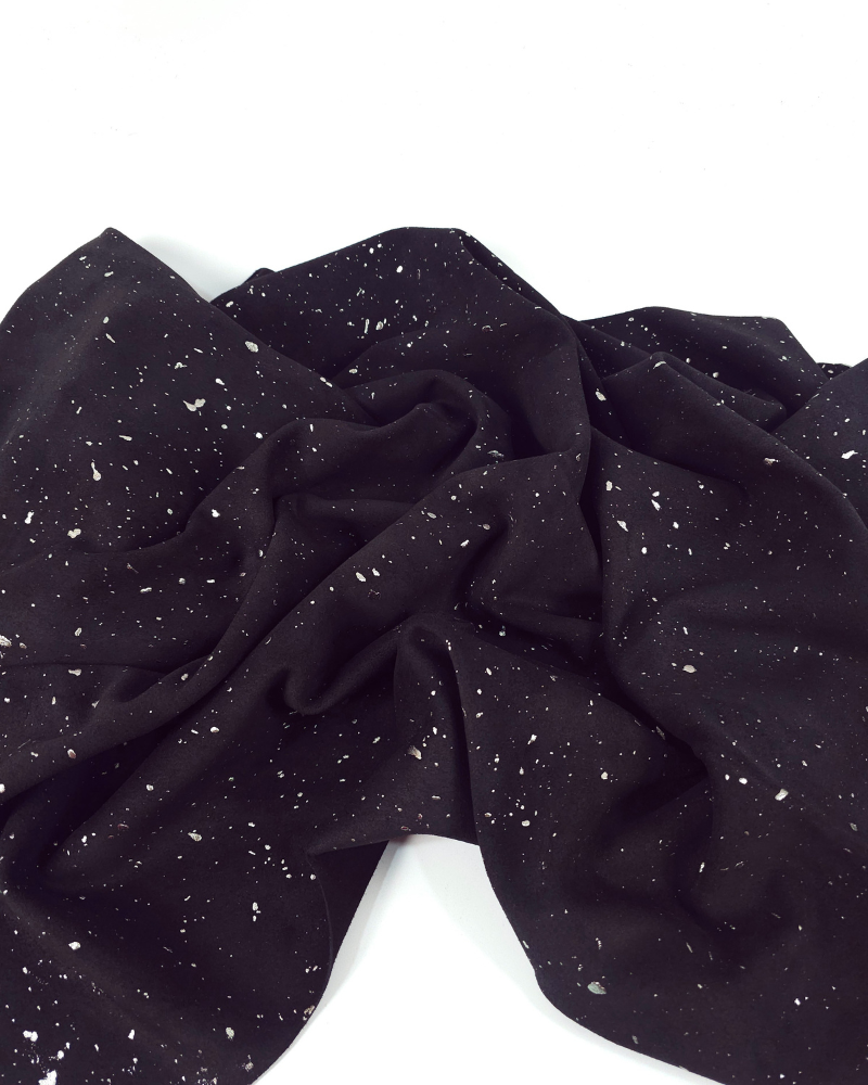 Black Cannes Spotted Silver Smooth Pattern Suede Leather