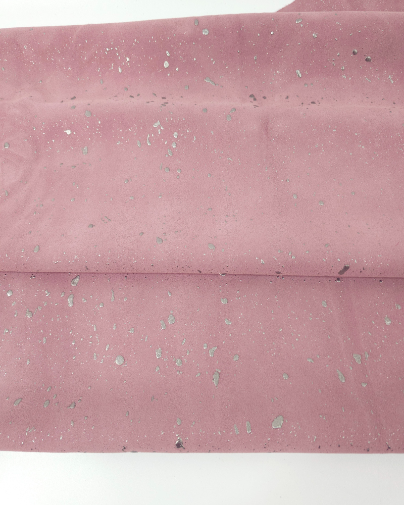 Lilas Cannes Spotted Silver Smooth Pattern Suede Leather