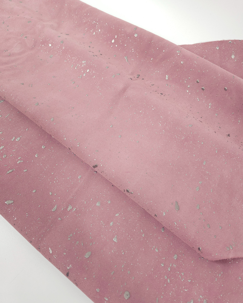 Lilas Cannes Spotted Silver Smooth Pattern Suede Leather