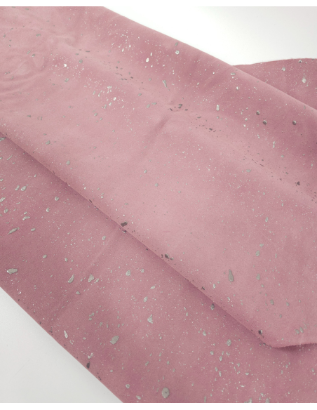 Lilas Cannes Spotted Silver Smooth Pattern Suede Leather