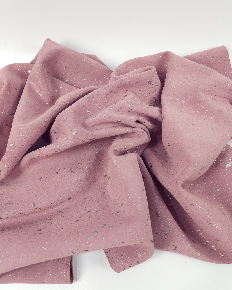 Lilas Cannes Spotted Silver Smooth Pattern Suede Leather