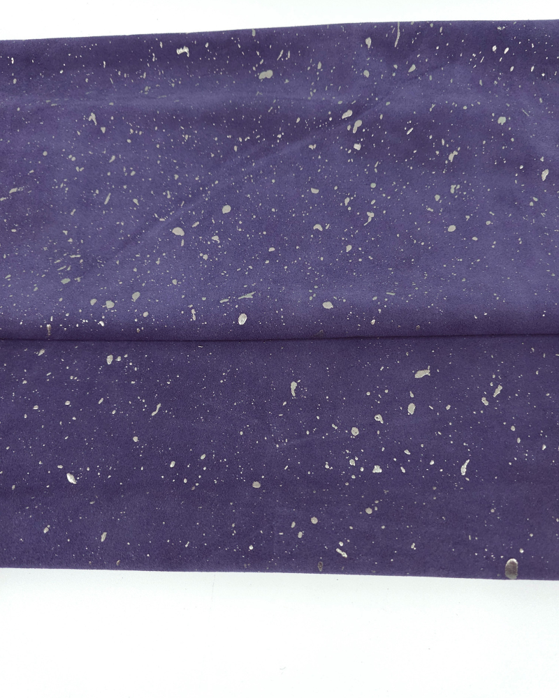 Crown Blue Cannes Spotted Silver Smooth Pattern Suede Leather