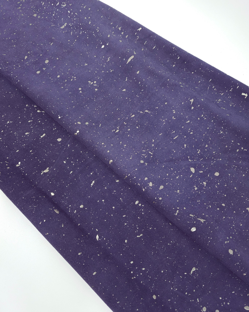 Crown Blue Cannes Spotted Silver Smooth Pattern Suede Leather