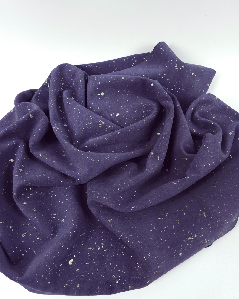 Crown Blue Cannes Spotted Silver Smooth Pattern Suede Leather