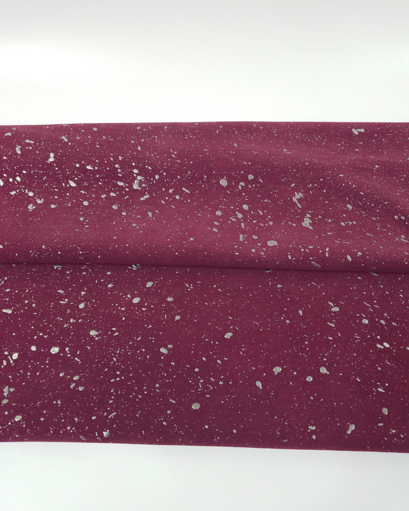 Rose Wine Cannes Spotted Silver Smooth Pattern Suede Leather