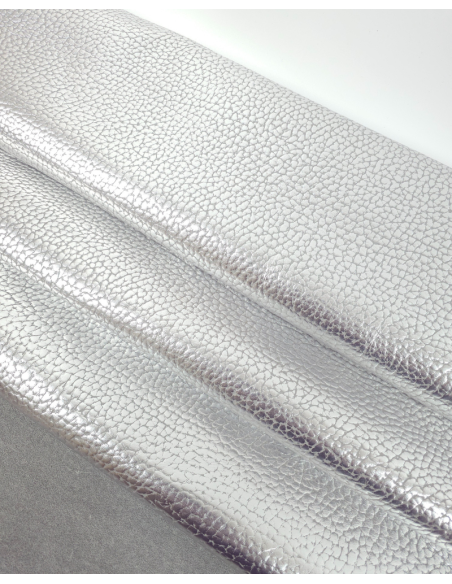 Silver and Gray Elephant LFC Calf Embossed Metallic Leather