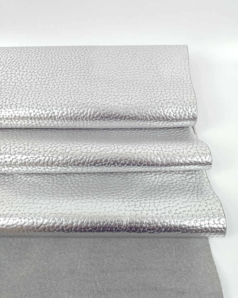 Silver and Gray Elephant LFC Calf Embossed Metallic Leather