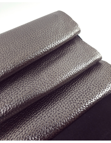 Graphite and Black Elephant LFC Calf Embossed Metallic Leather