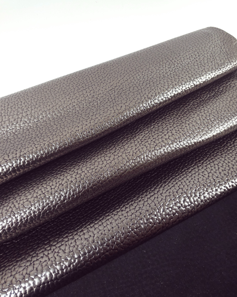 Graphite and Black Elephant LFC Calf Embossed Metallic Leather