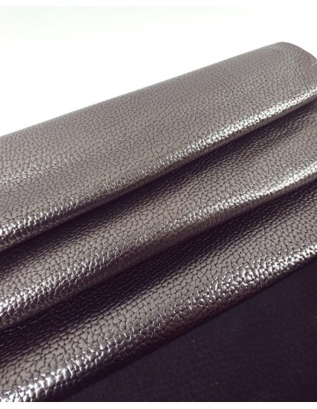 Graphite and Black Elephant LFC Calf Embossed Metallic Leather