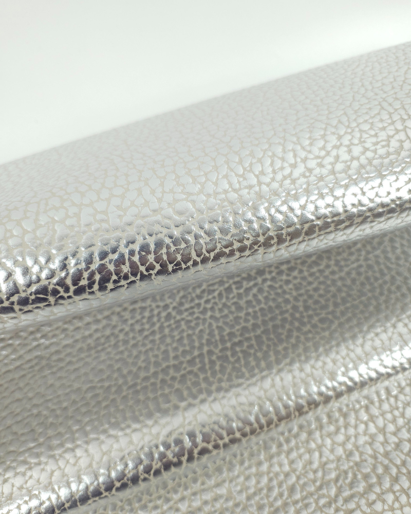 Silver and Beige Elephant LFC Calf Embossed Metallic Leather